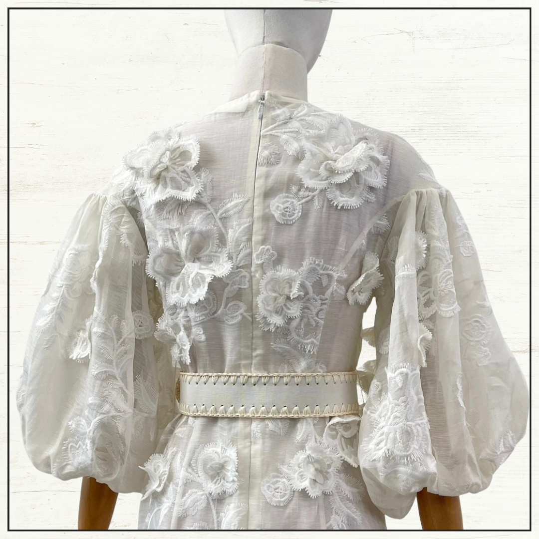 POSTCARD EMBROIDERED MIDI DRESS