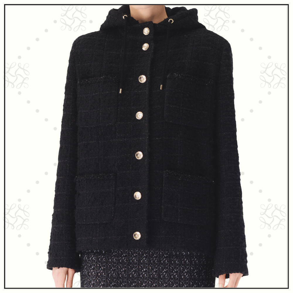 TWEED HOODED DOWN JACKET