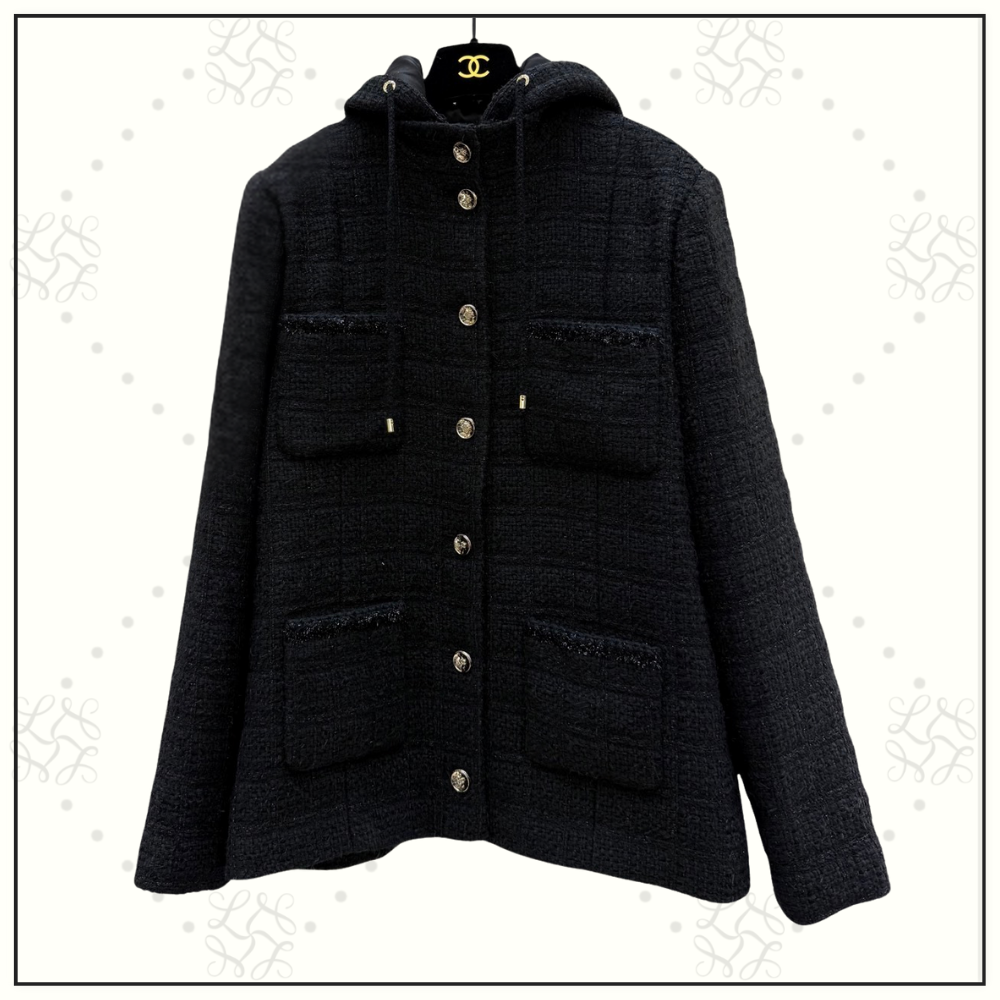 TWEED HOODED DOWN JACKET