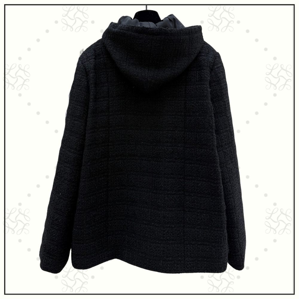 TWEED HOODED DOWN JACKET