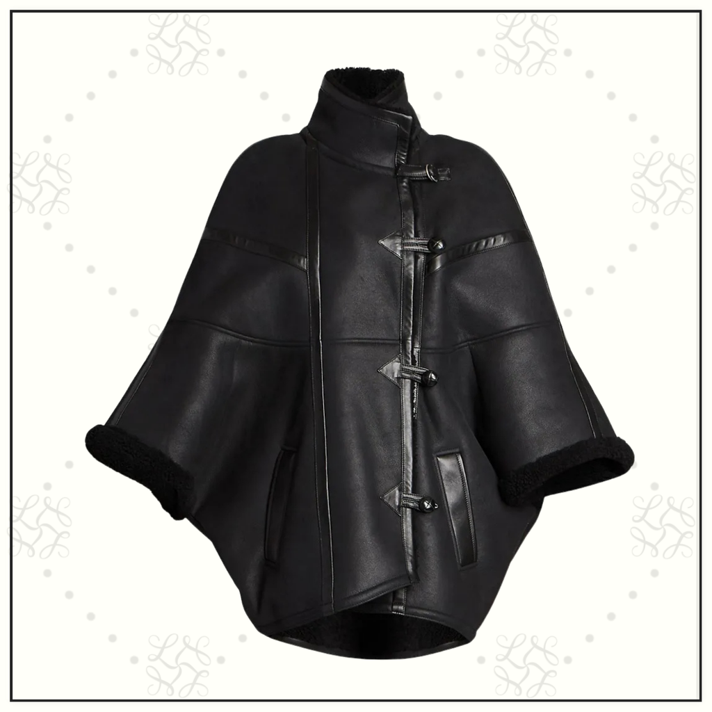 LAMBSKIN AND SHEARLING CAPE