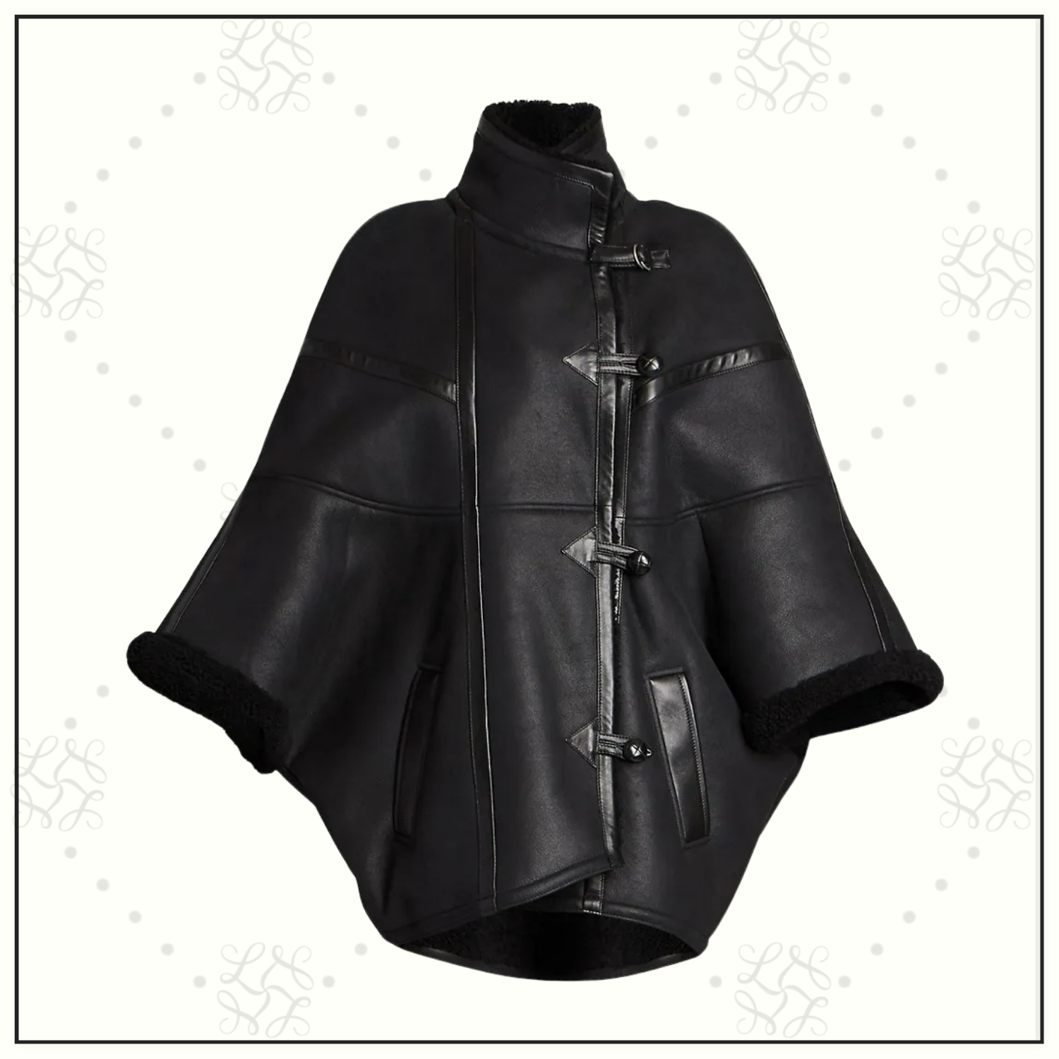 LAMBSKIN AND SHEARLING CAPE