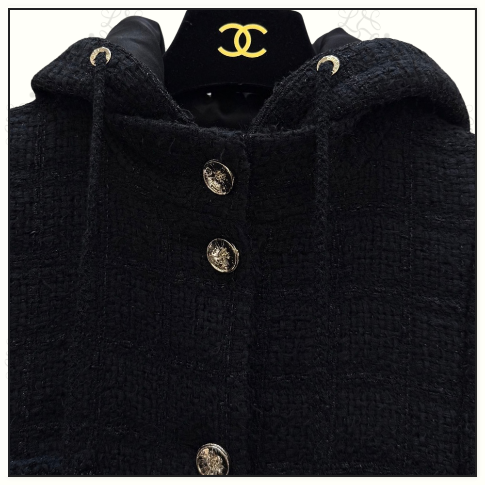 TWEED HOODED DOWN JACKET