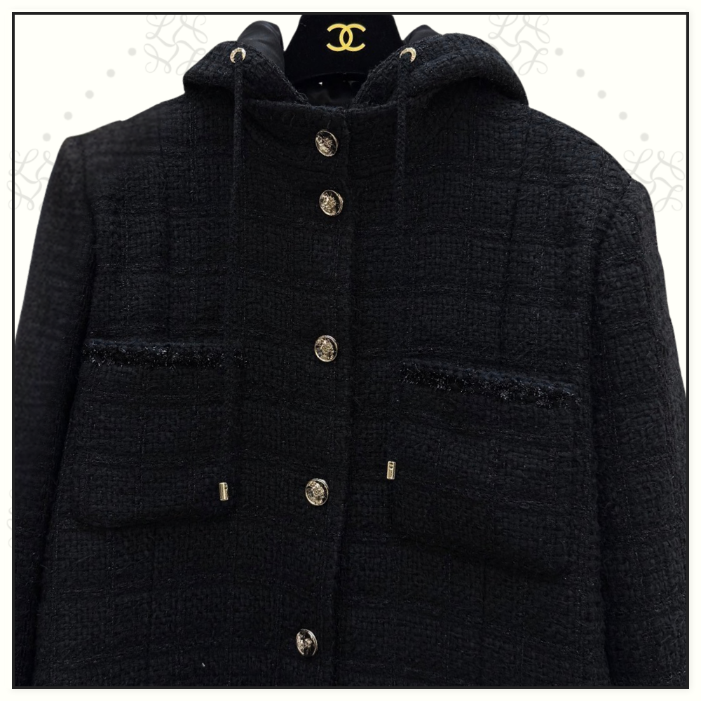 TWEED HOODED DOWN JACKET