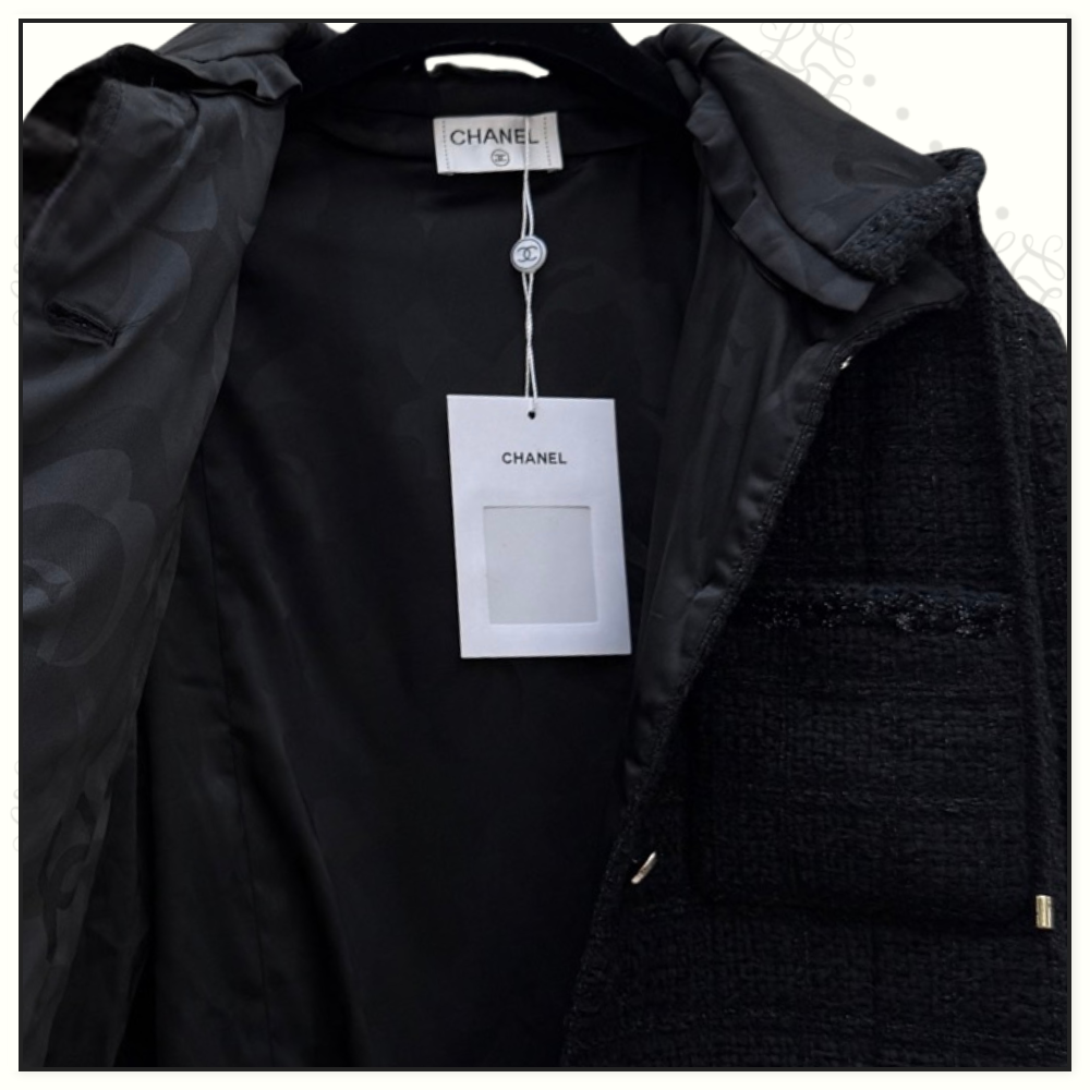 TWEED HOODED DOWN JACKET