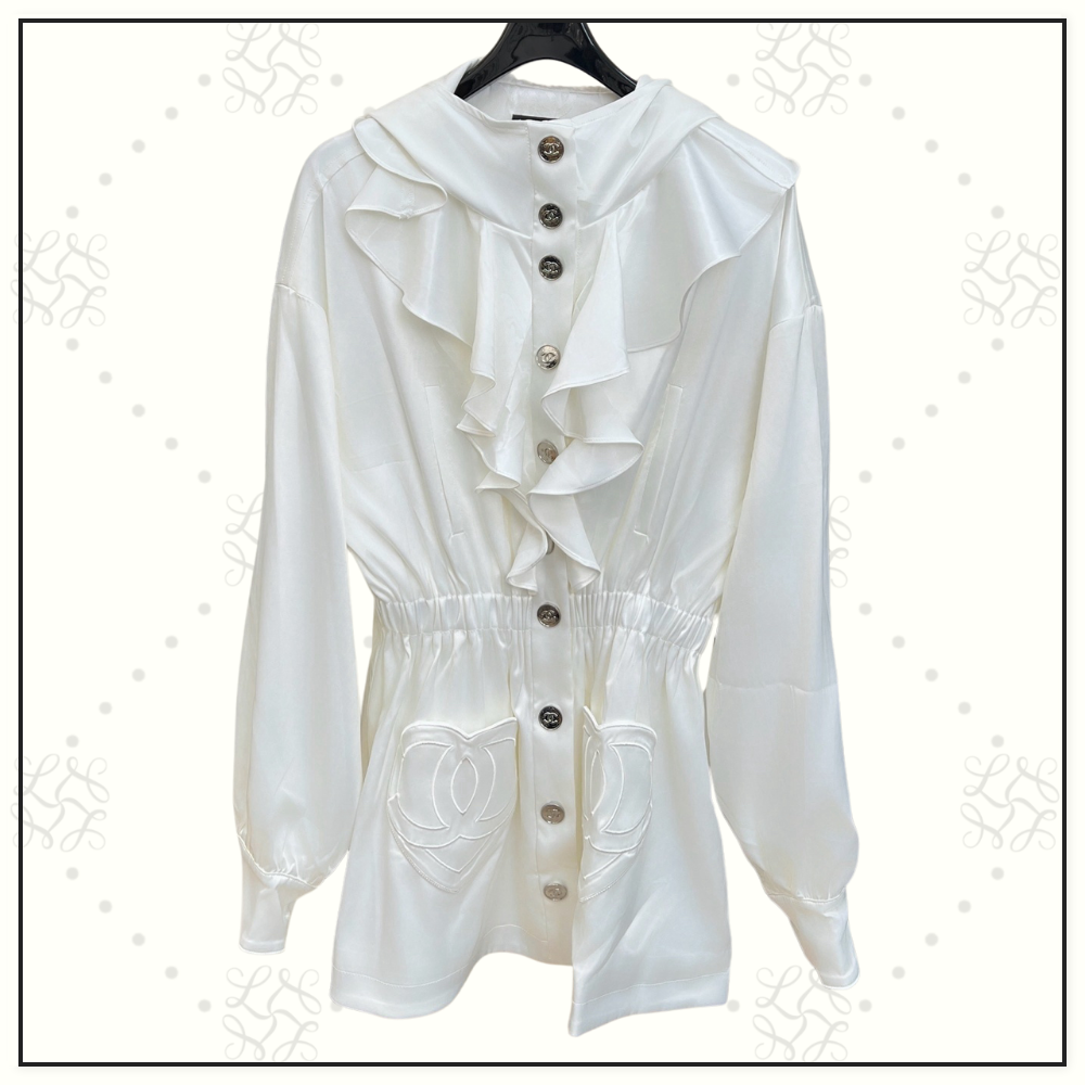 RUFFLE COLLAR HOODED MINI DRESS