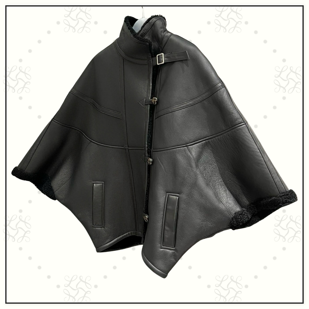 LAMBSKIN AND SHEARLING CAPE