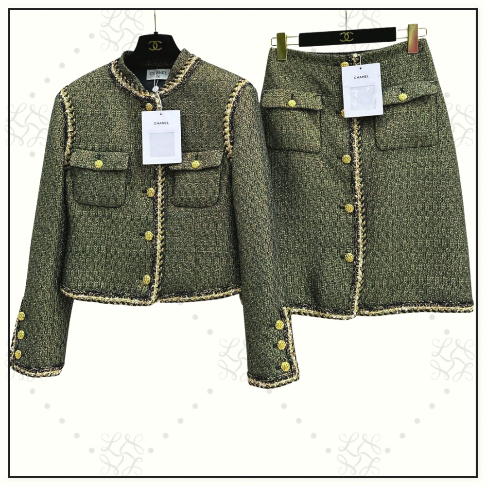 WOOL BLEND TWEED JACKET & SKIRT