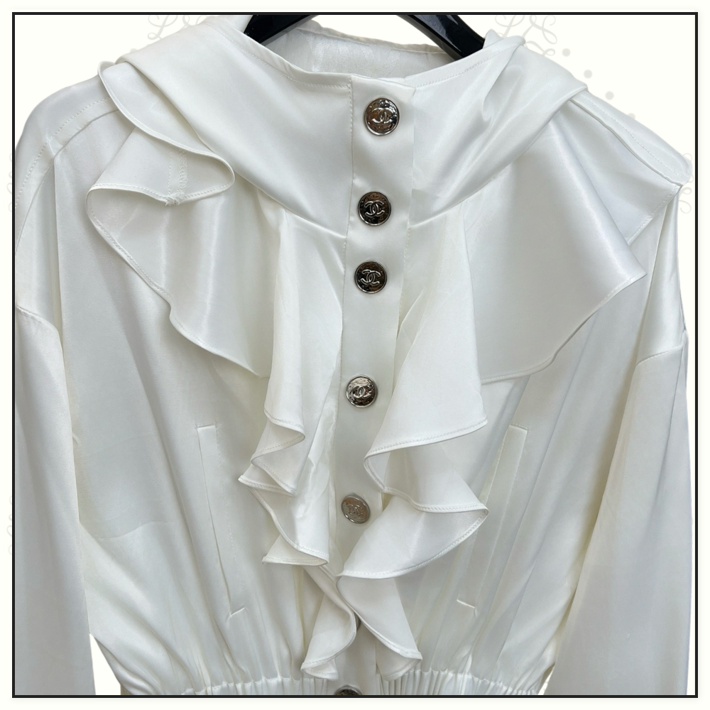 RUFFLE COLLAR HOODED MINI DRESS