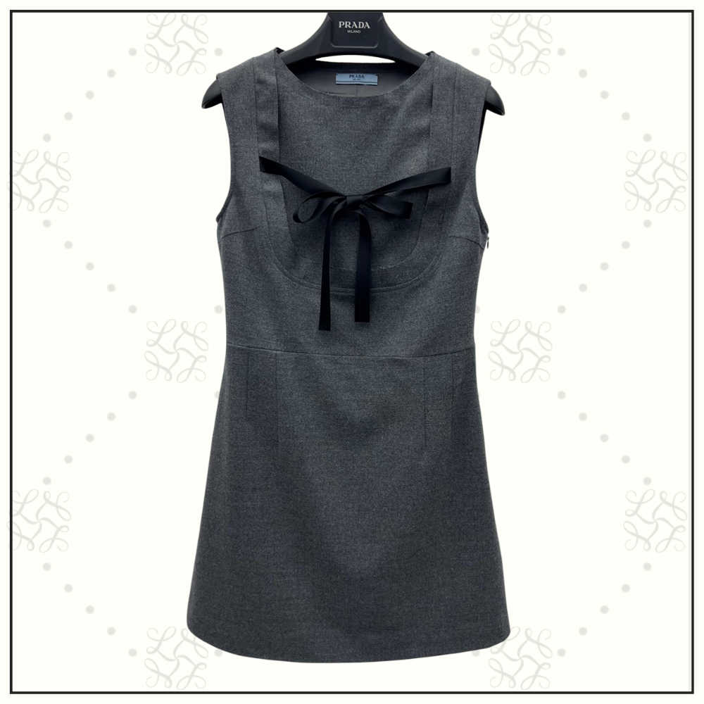 BOW TIE WOOL MINI DRESS