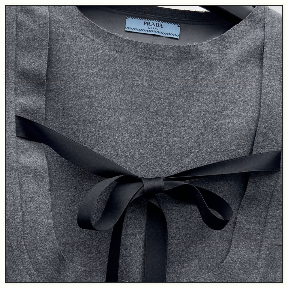 BOW TIE WOOL MINI DRESS