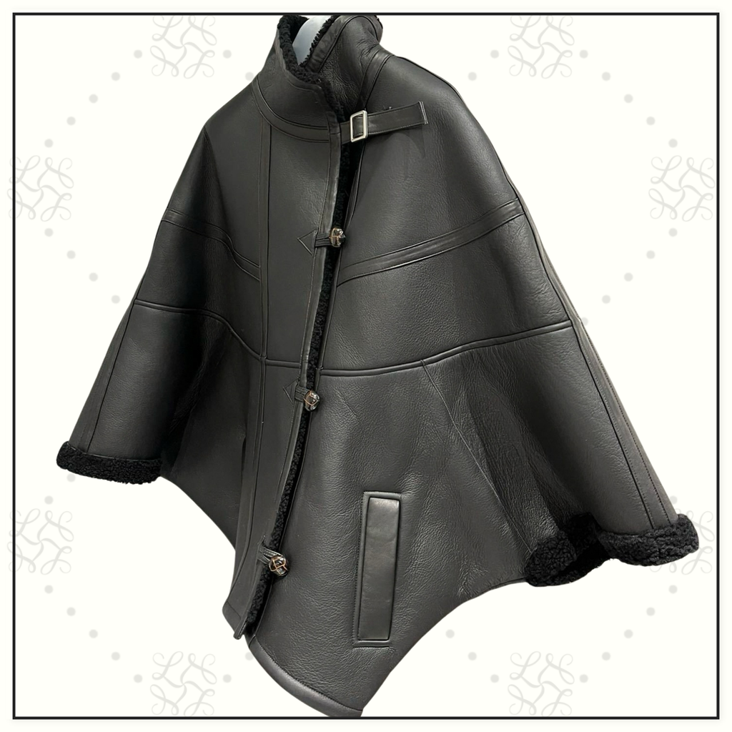 LAMBSKIN AND SHEARLING CAPE