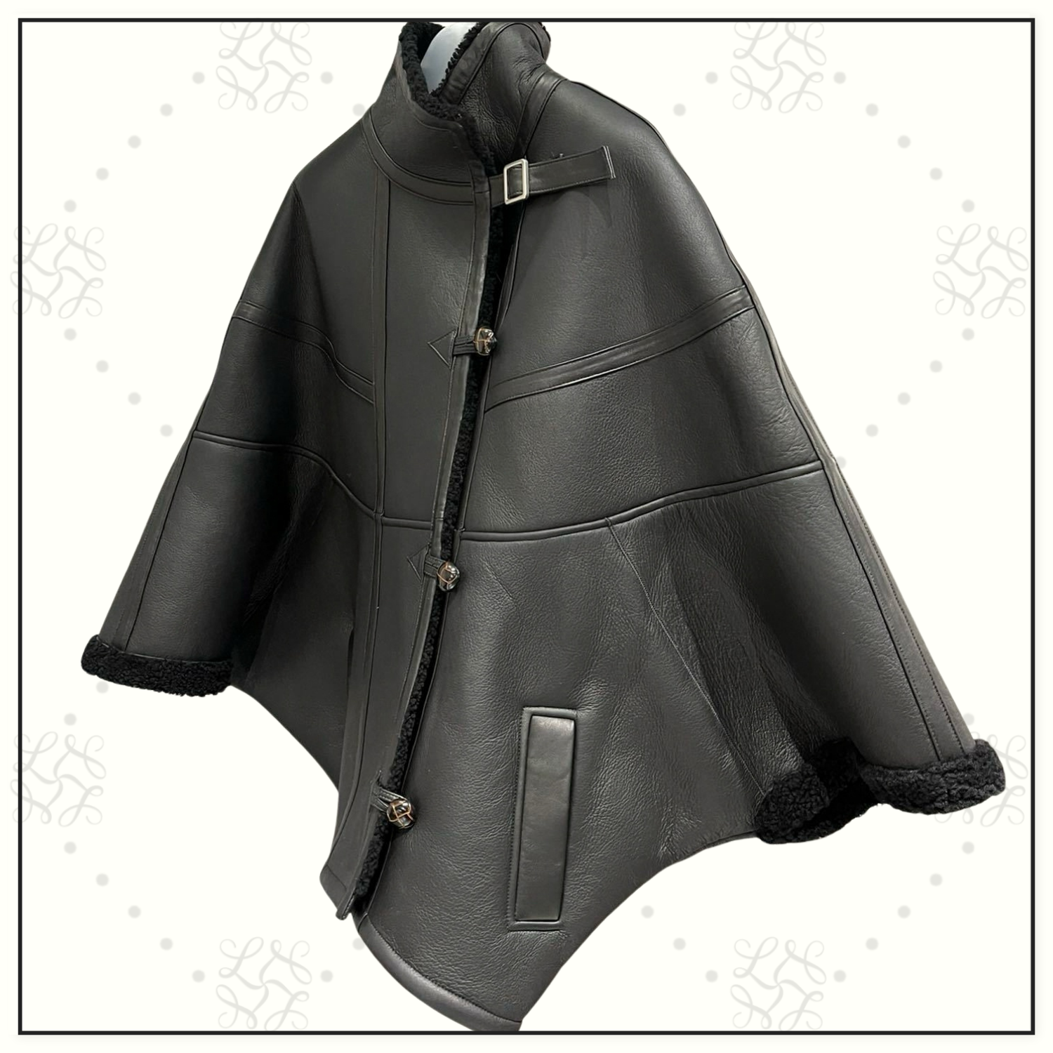 LAMBSKIN AND SHEARLING CAPE