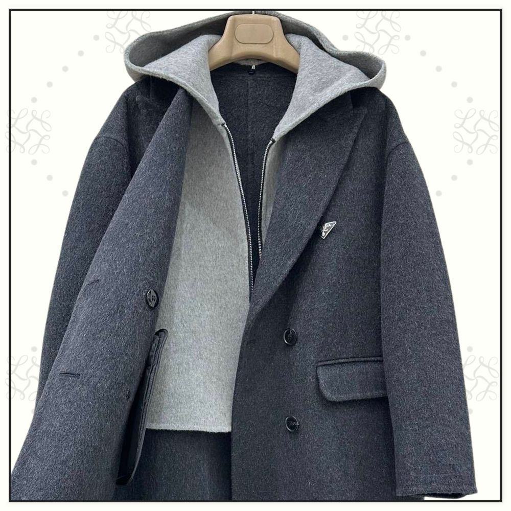 WOOL WITH HOODED INNER LAYER COAT