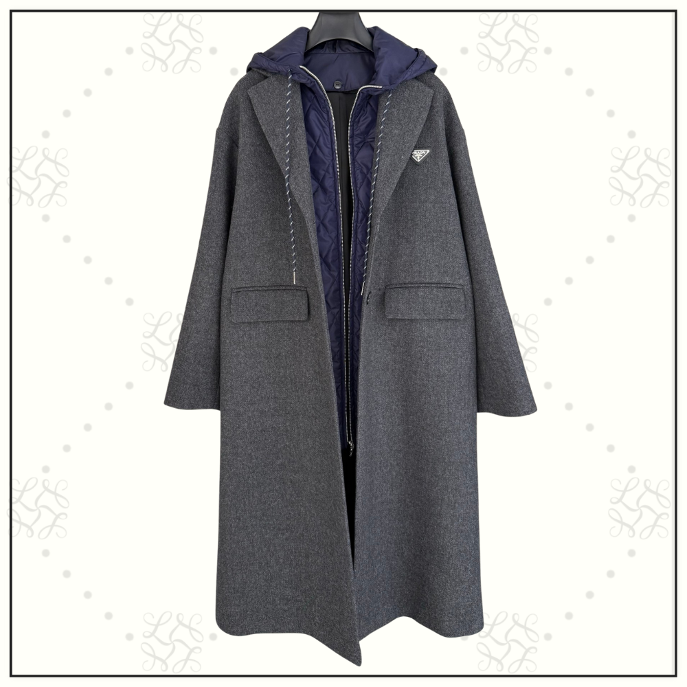 WOOL WITH HOODED INNER LAYER COAT