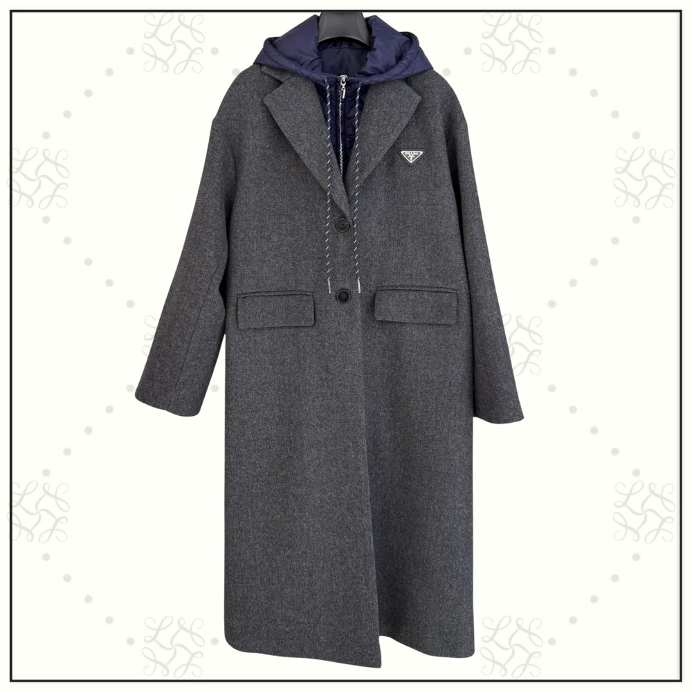 WOOL WITH HOODED INNER LAYER COAT