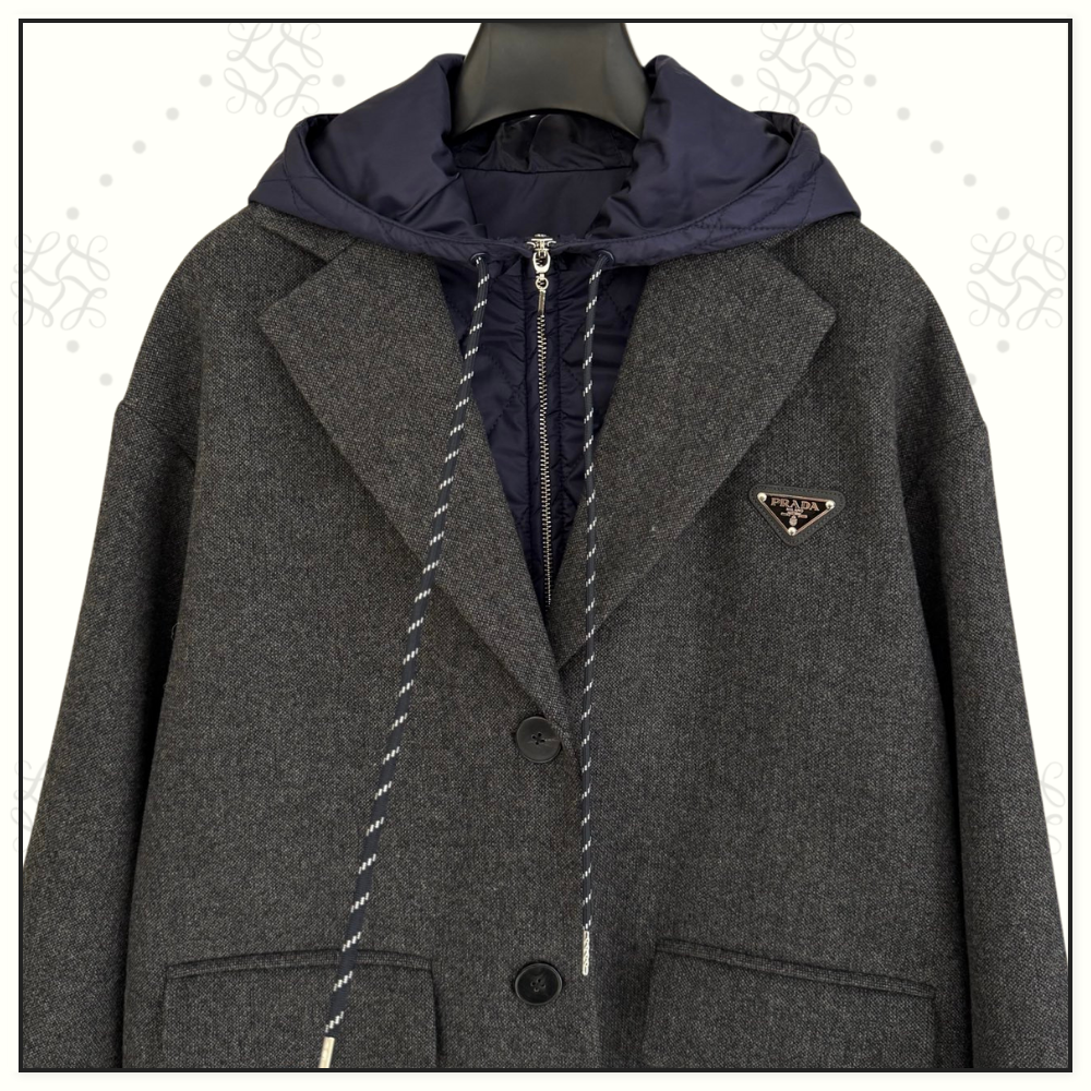 WOOL WITH HOODED INNER LAYER COAT