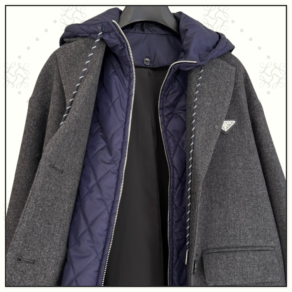 WOOL WITH HOODED INNER LAYER COAT
