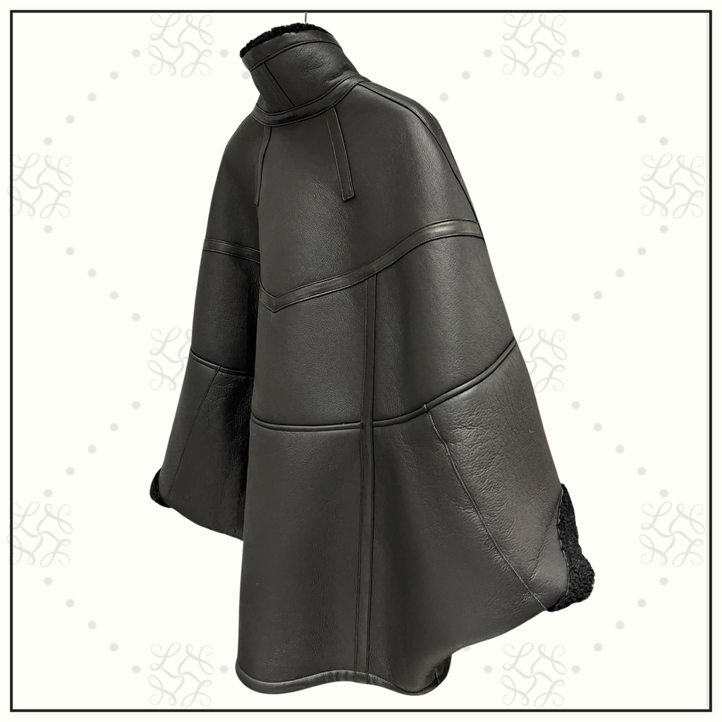 LAMBSKIN AND SHEARLING CAPE