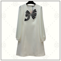 BOW KNOT SEQUINED APPLIQUÉ PATCH DRESS