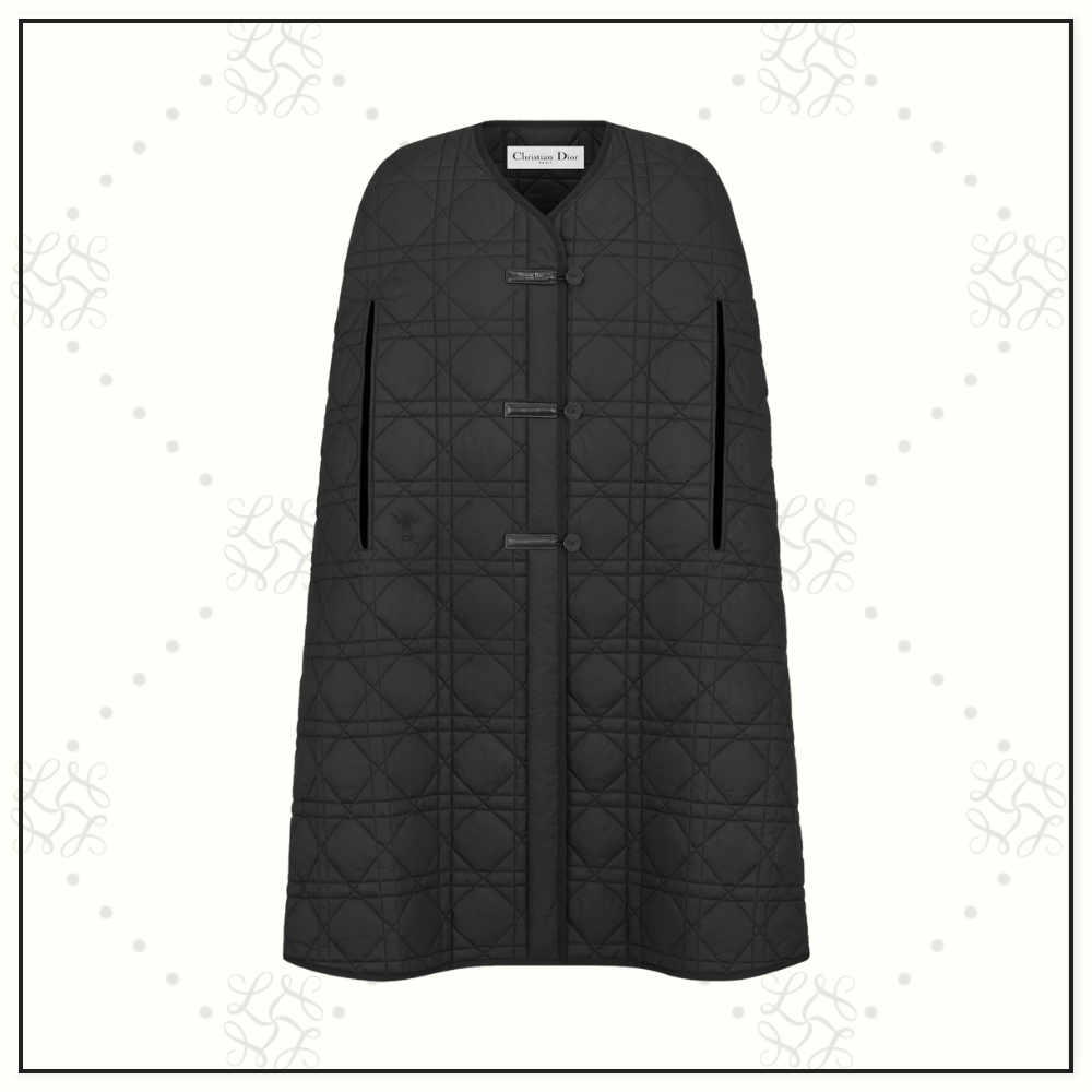 MACROCANNAGE BLACK TECHNICAL TAFFETA CAPE