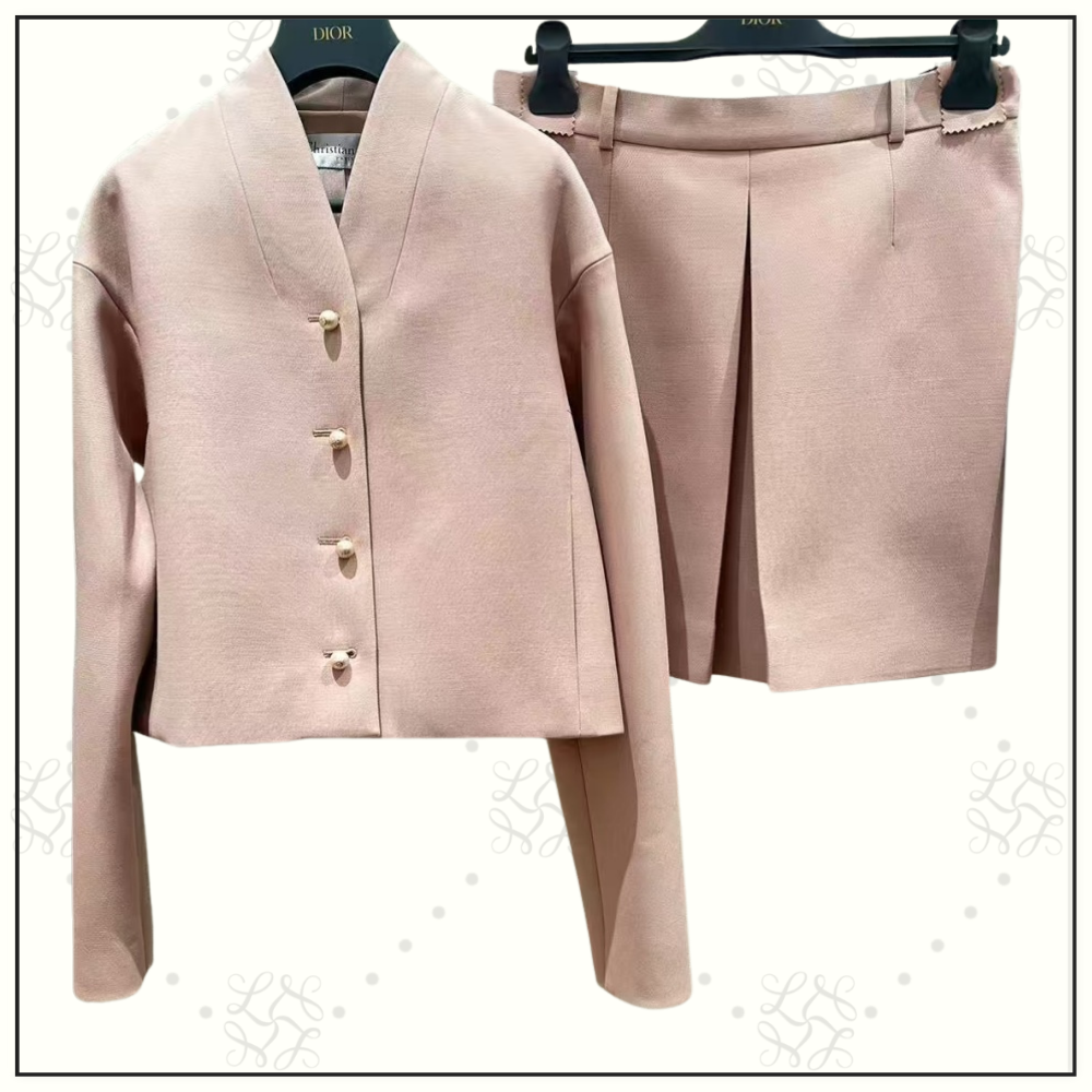 VIRGIN WOOL & COTTON FITTED JACKET & MINI SKIRT