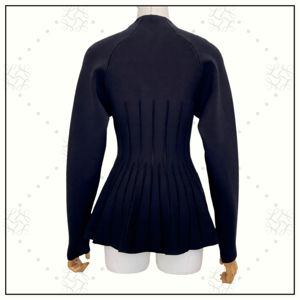 RIBBED KNIT PEPLUM CARDIGAN