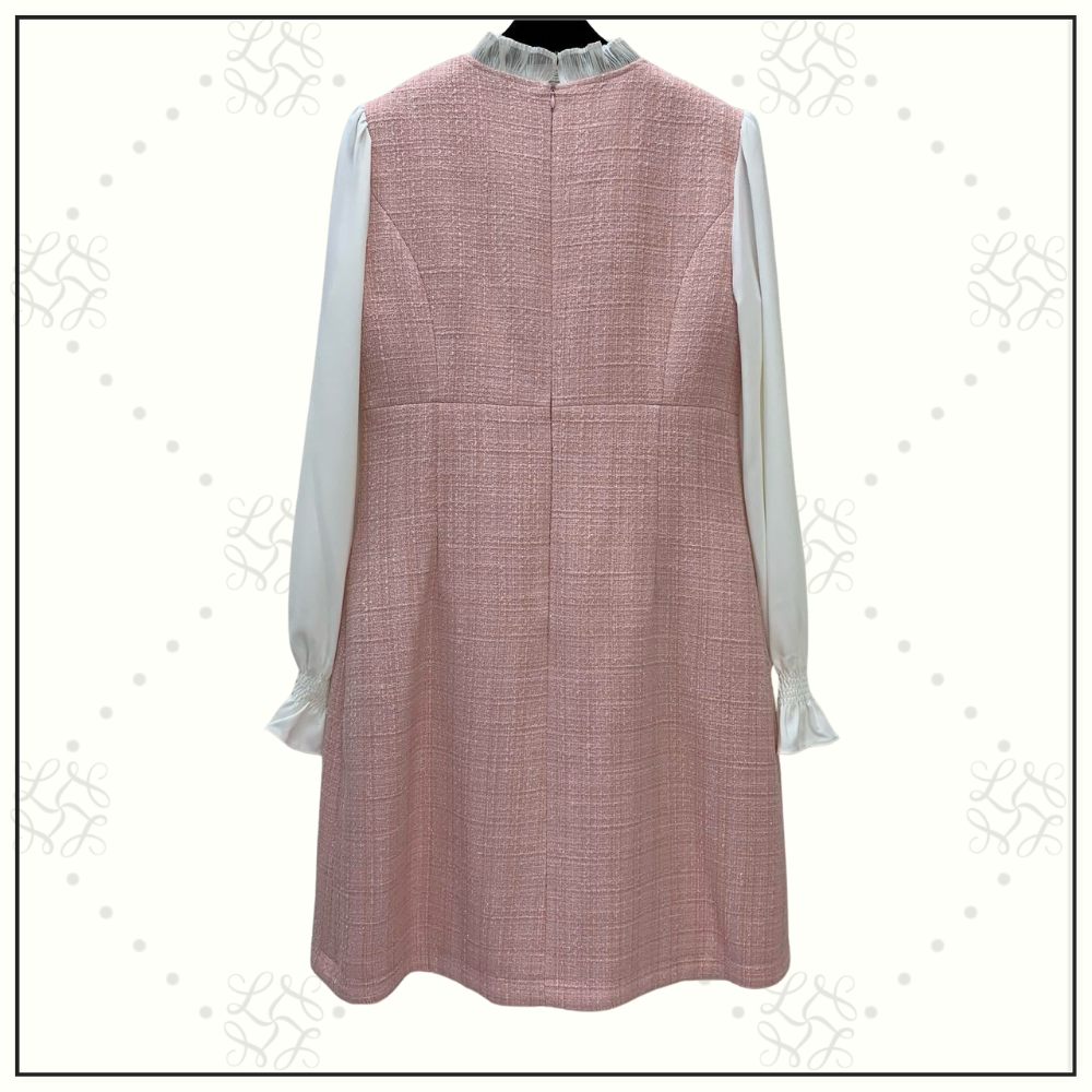 TWEED DRESS WITH BLOUSON SLEEVE