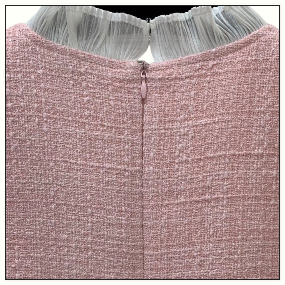 TWEED DRESS WITH BLOUSON SLEEVE