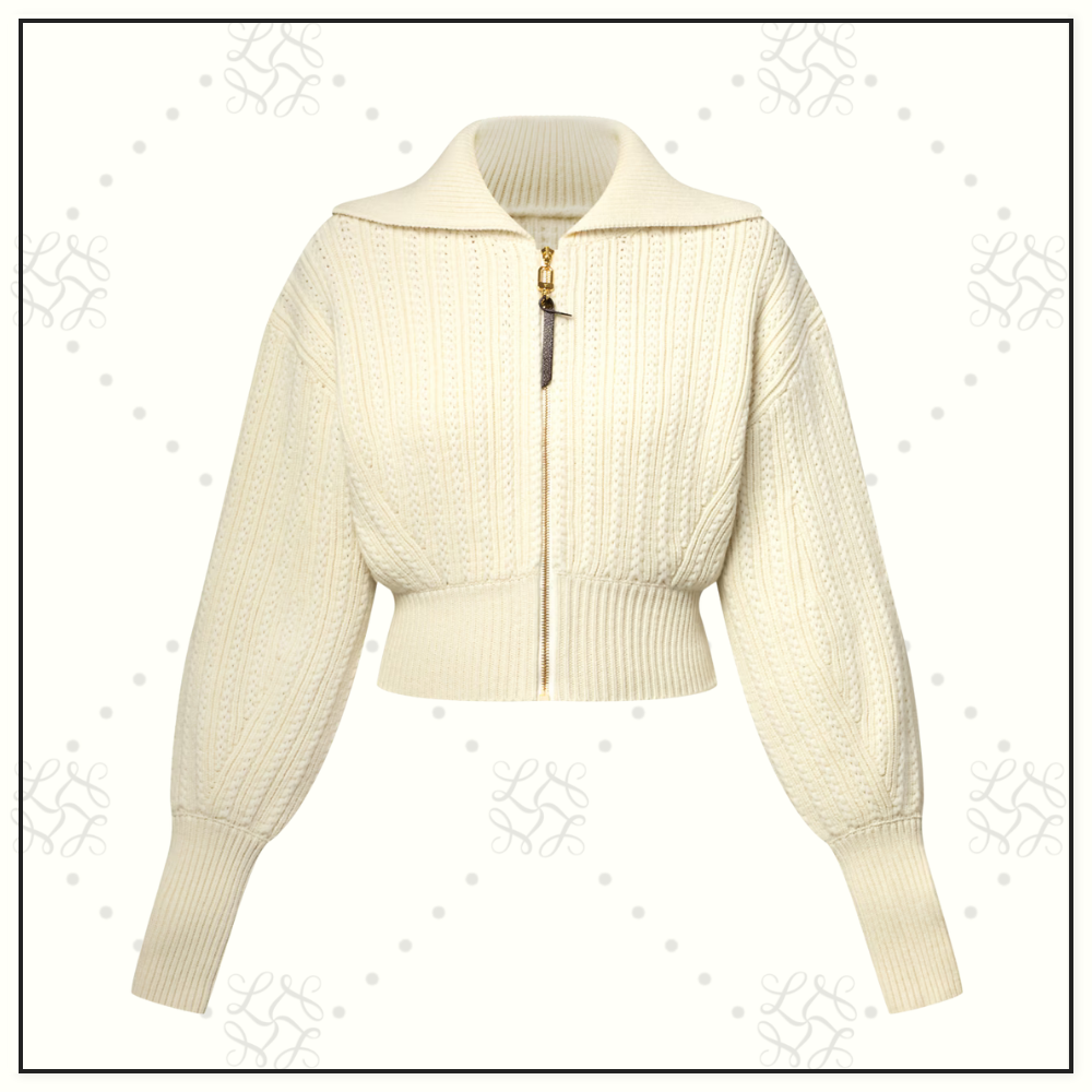 WOOL CROPPED RIB KNIT JACKET