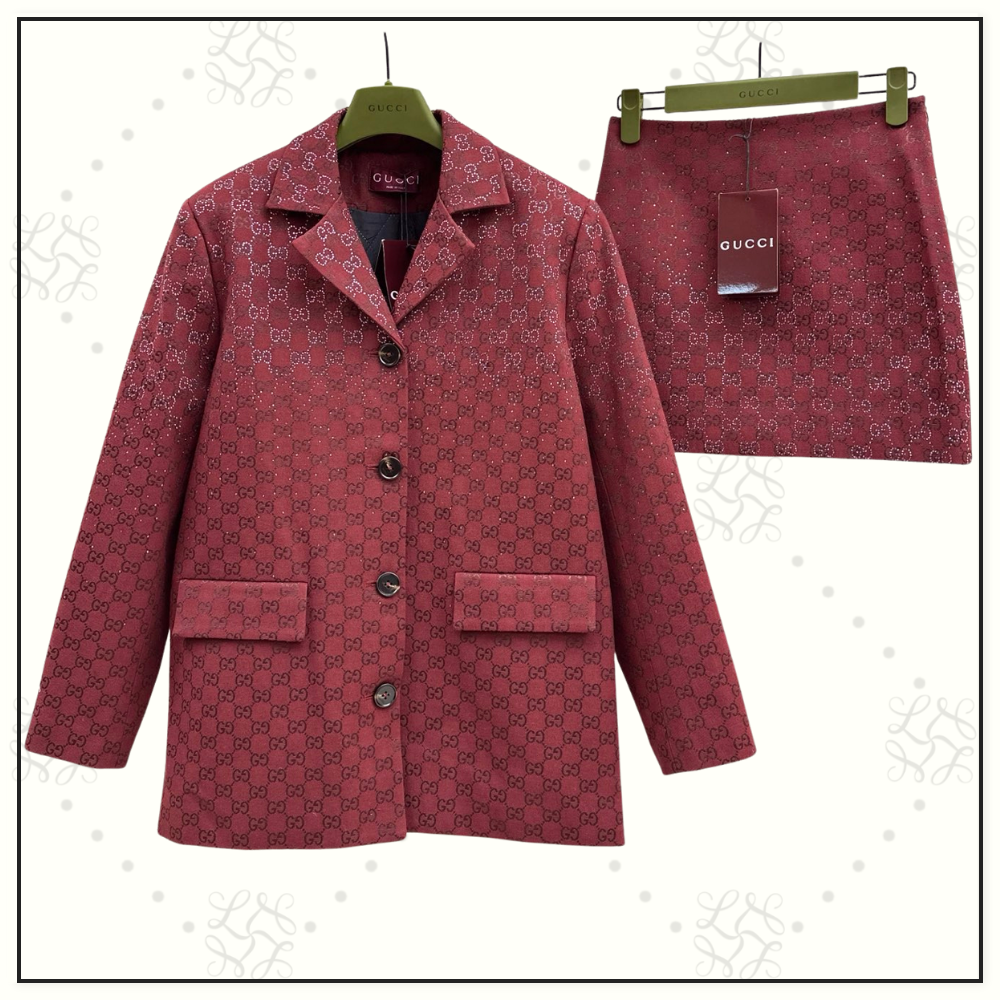 CANVAS CRYSTAL EMBELLISHMENT BLAZER & MINI SKIRT