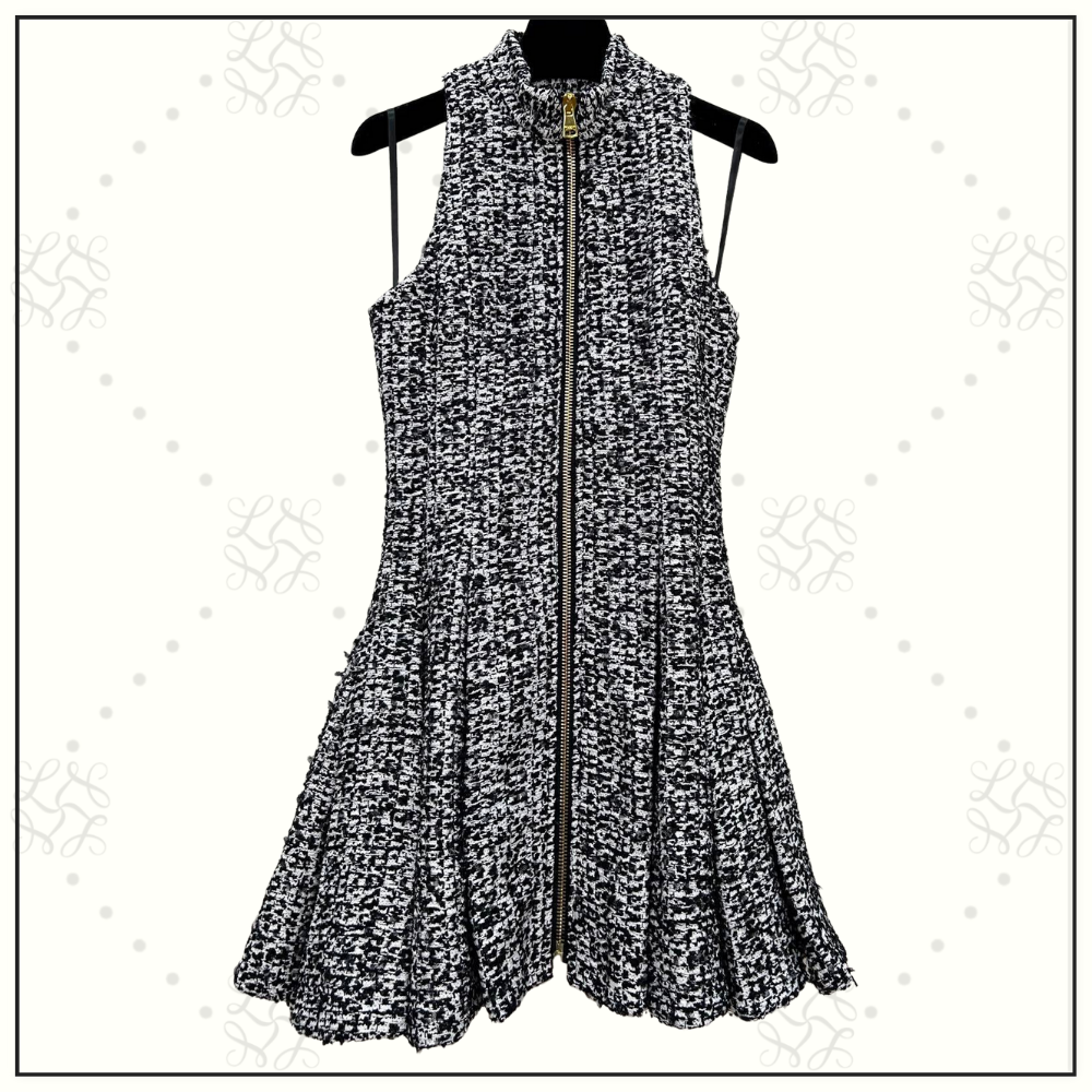 ZIP FRONT FLARED MINI DRESS