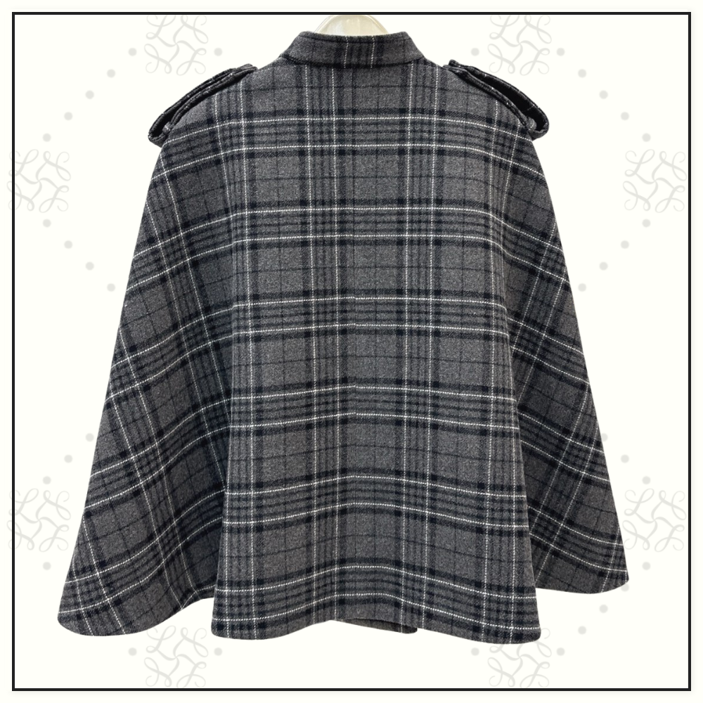 PLAID CAPE COAT