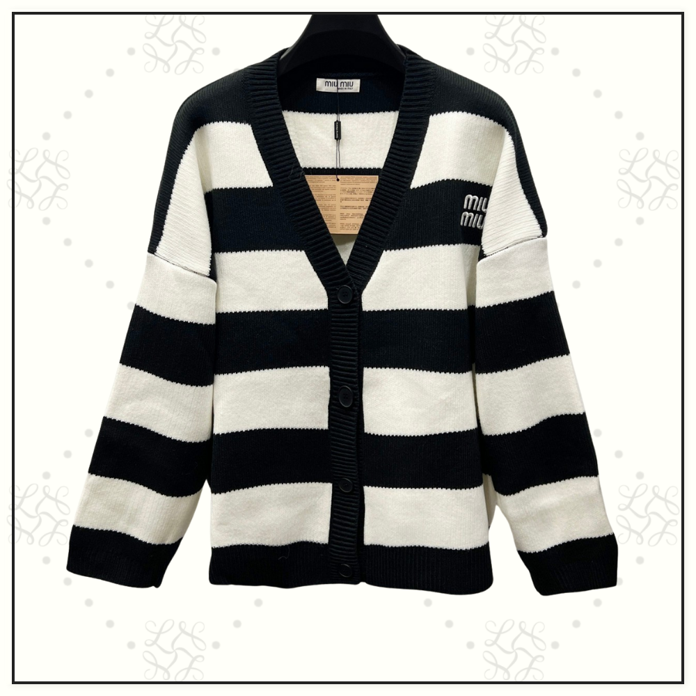 STRIPE WOOL BLENDED CARDIGAN