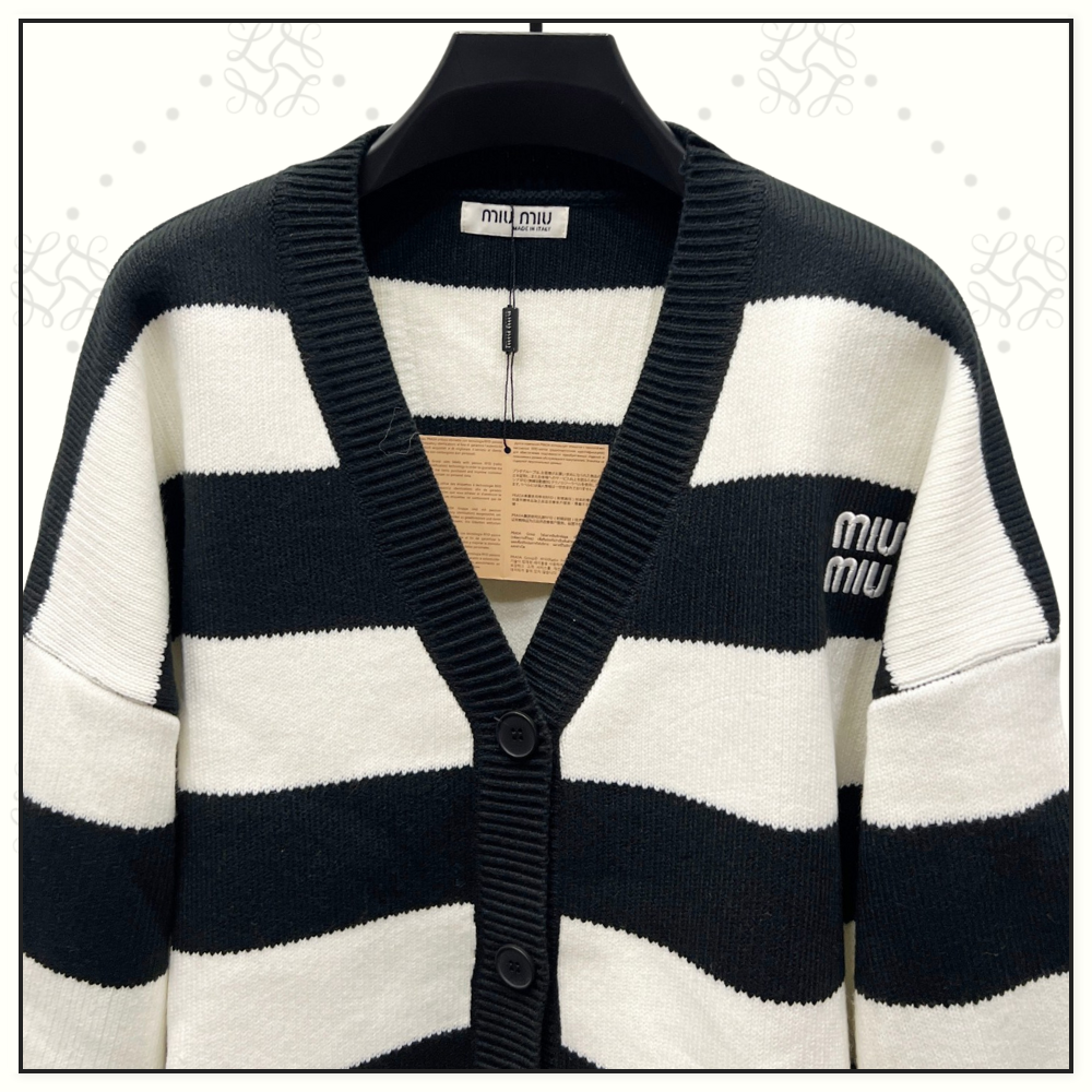 STRIPE WOOL BLENDED CARDIGAN