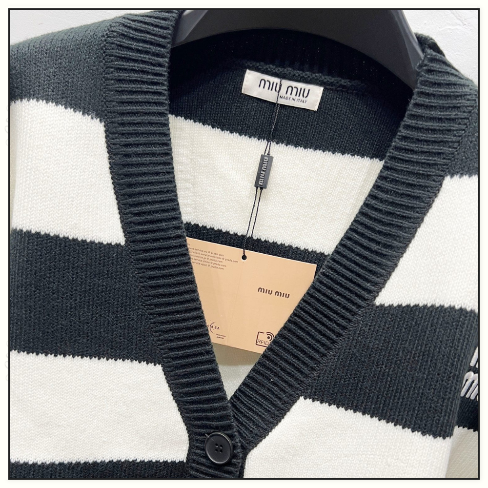 STRIPE WOOL BLENDED CARDIGAN