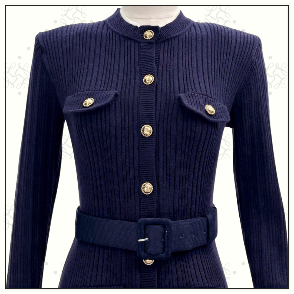 KNIT TAFFETA MIDI DRESS