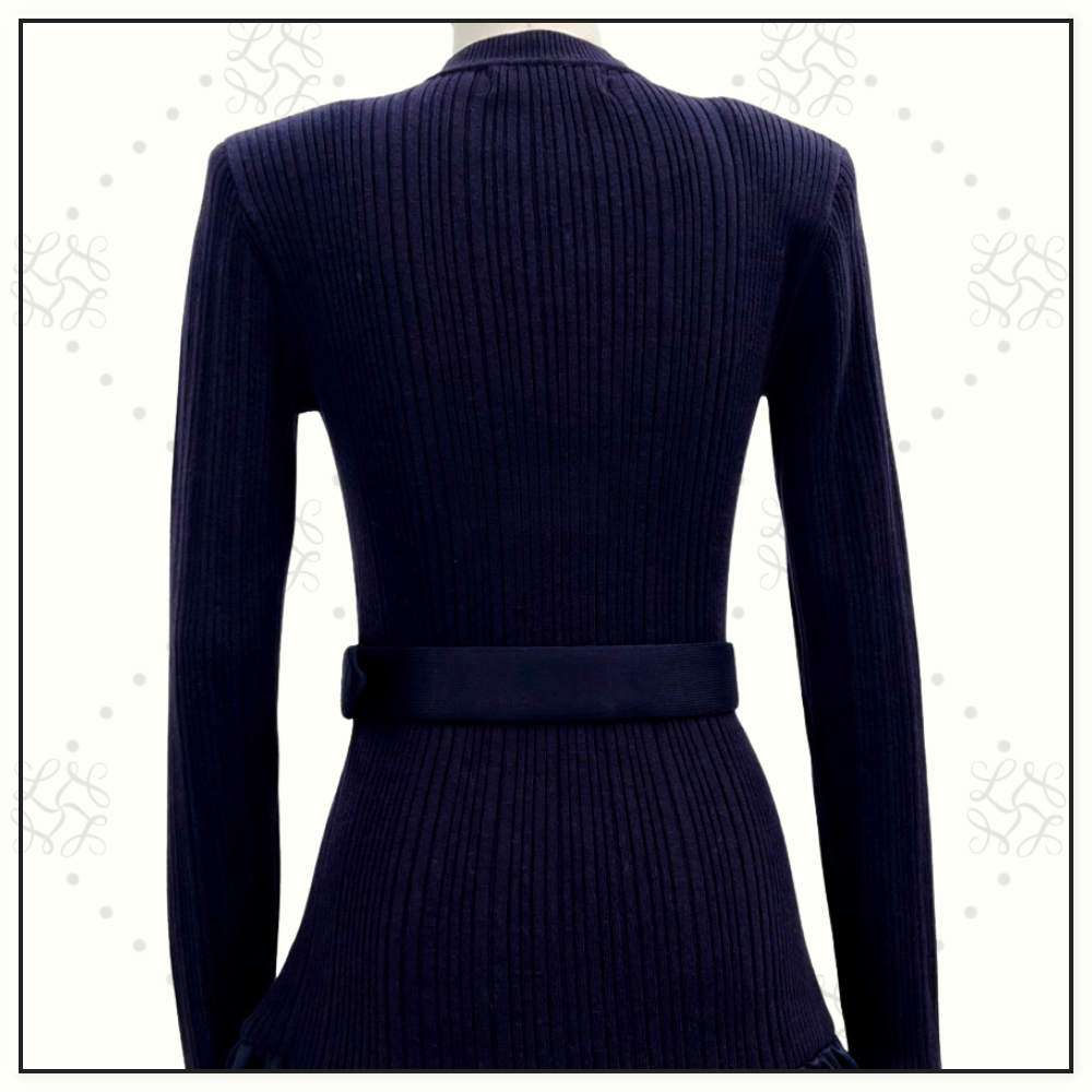 KNIT TAFFETA MIDI DRESS