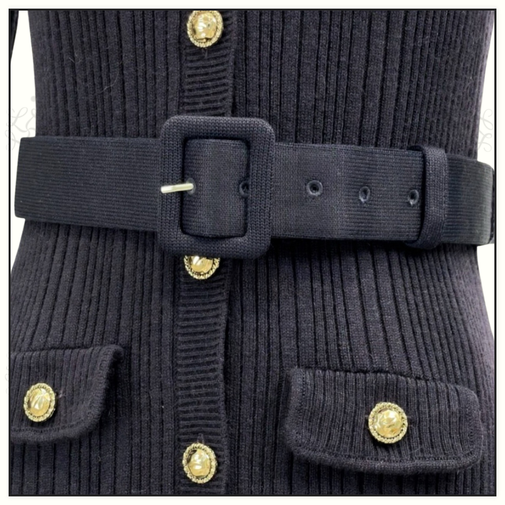 KNIT TAFFETA MIDI DRESS