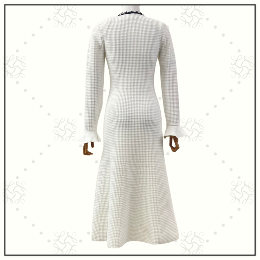 KNIT CONTRAST TRIM MIDI DRESS