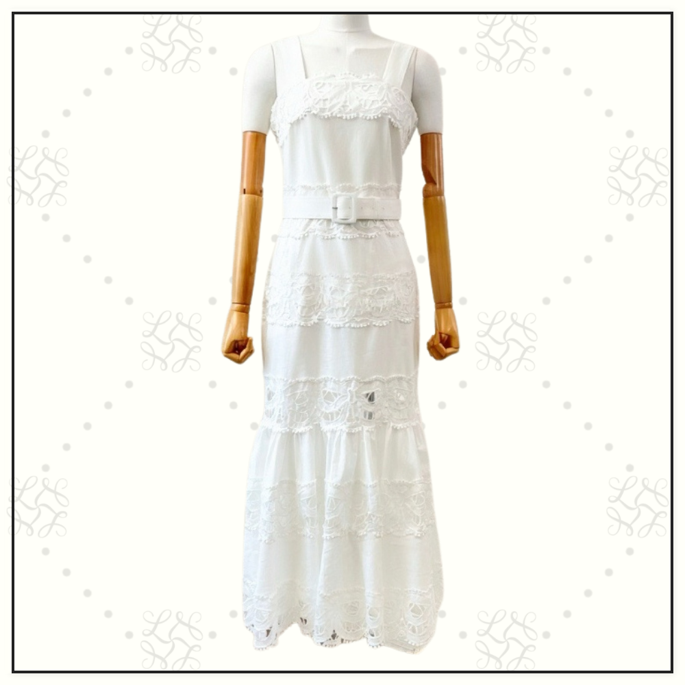 LACE TRIMMED LINEN DRESS