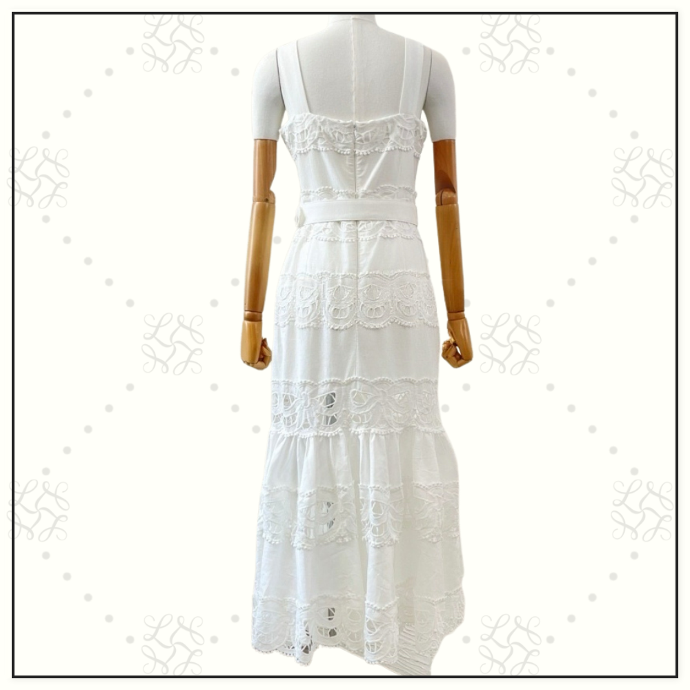 LACE TRIMMED LINEN DRESS