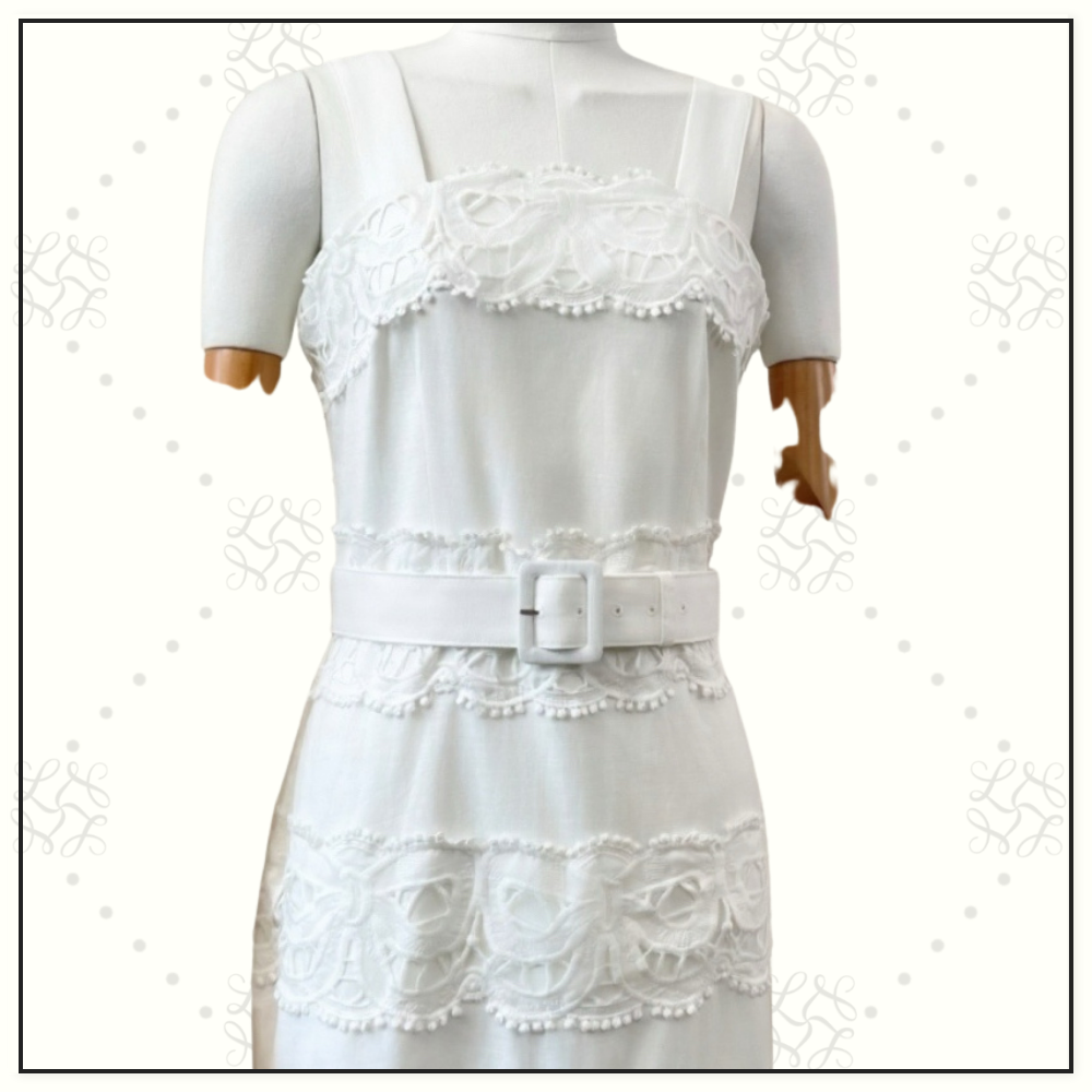 LACE TRIMMED LINEN DRESS
