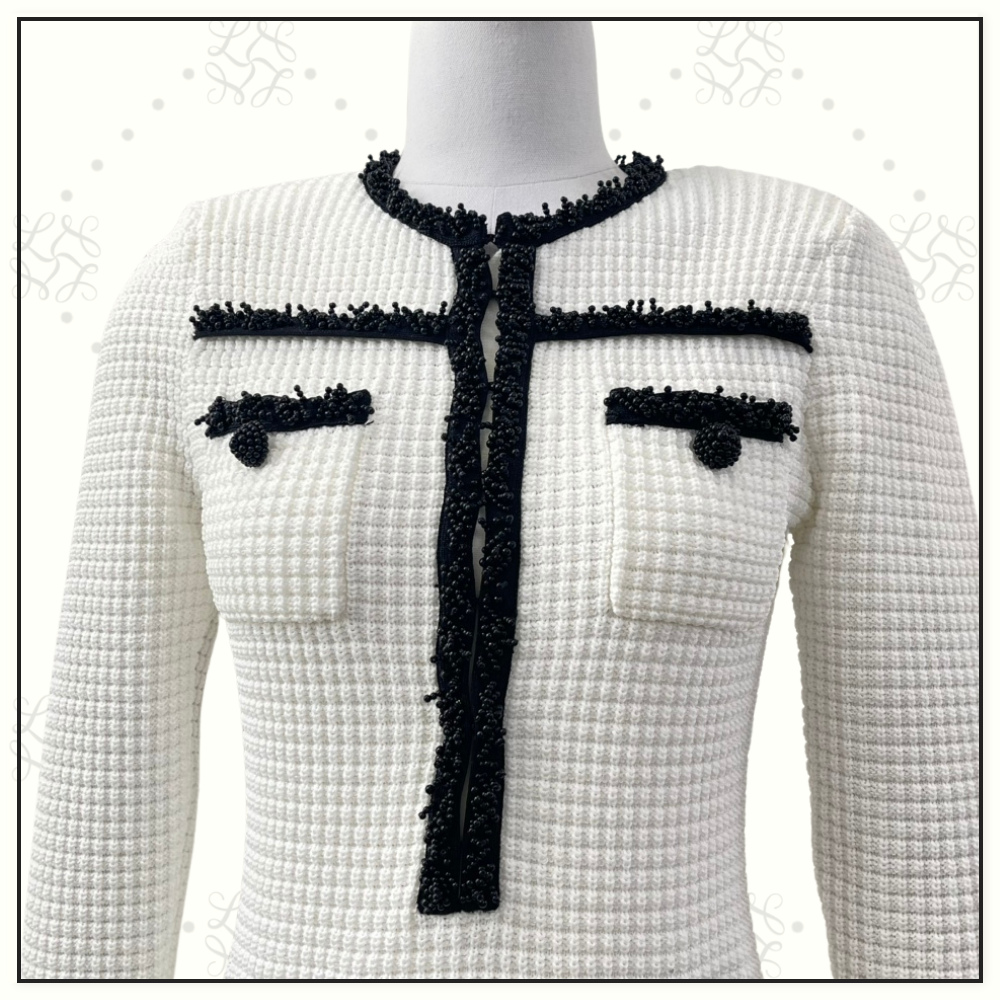 KNIT CONTRAST TRIM MIDI DRESS