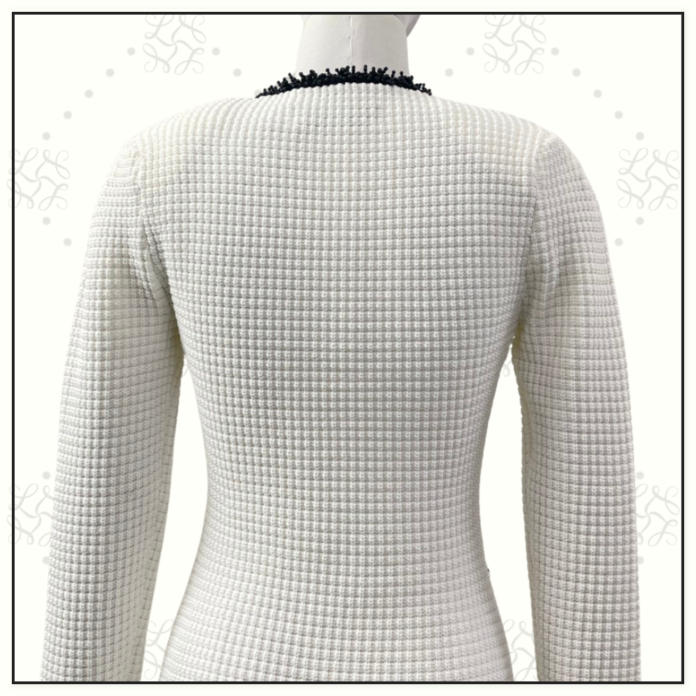 KNIT CONTRAST TRIM MIDI DRESS