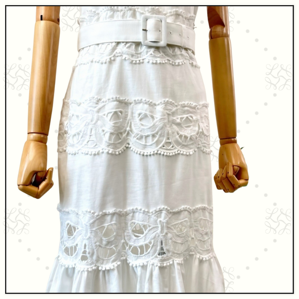 LACE TRIMMED LINEN DRESS