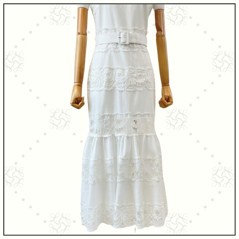 LACE TRIMMED LINEN DRESS