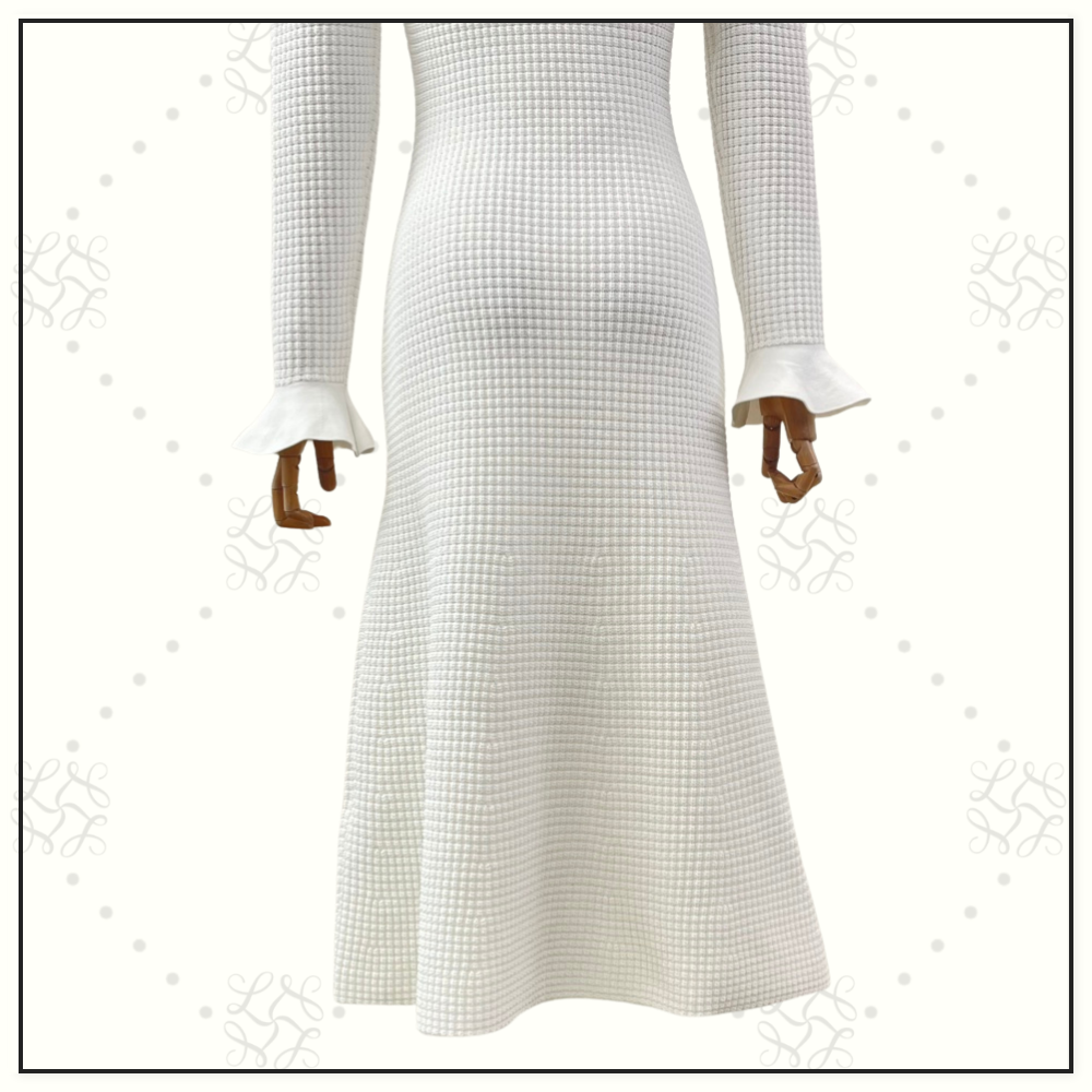 KNIT CONTRAST TRIM MIDI DRESS