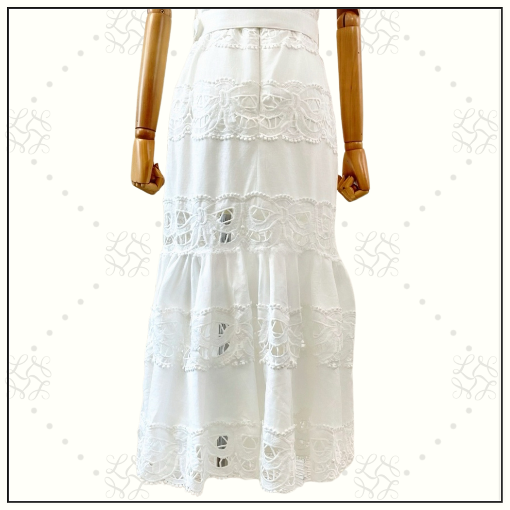 LACE TRIMMED LINEN DRESS