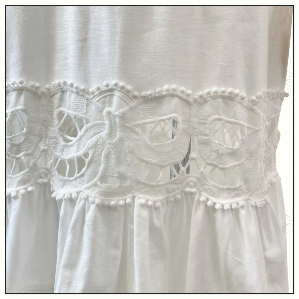LACE TRIMMED LINEN DRESS